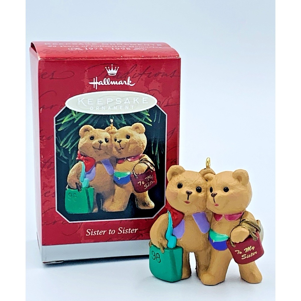 1998 Sister to Sister Hallmark Keepsake Christmas Ornaments‎ Bears Vintage